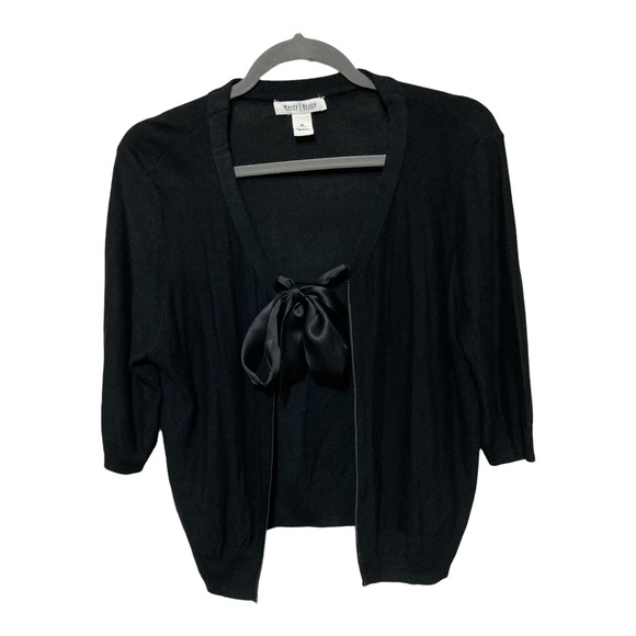White House Black Market Sweaters - White House Black Market Satin Tie Front Short Sleeve Sweater Cardigan Size XL